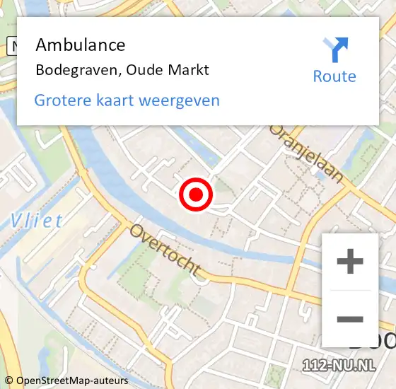 Locatie op kaart van de 112 melding: Ambulance Bodegraven, Oude Markt op 19 september 2013 12:04