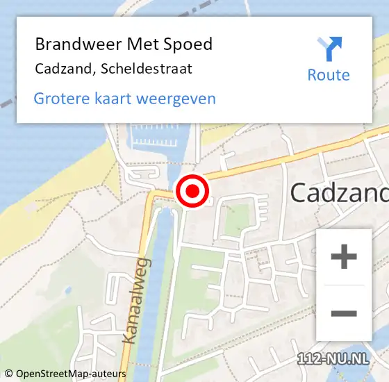 Locatie op kaart van de 112 melding: Brandweer Met Spoed Naar Cadzand, Scheldestraat op 27 maart 2017 15:30