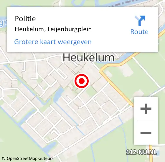 Locatie op kaart van de 112 melding: Politie Heukelum, Leijenburgplein op 27 maart 2017 15:34