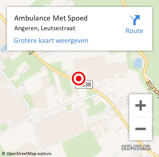 Locatie op kaart van de 112 melding: Ambulance Met Spoed Naar Angeren, Leutsestraat op 27 maart 2017 15:40