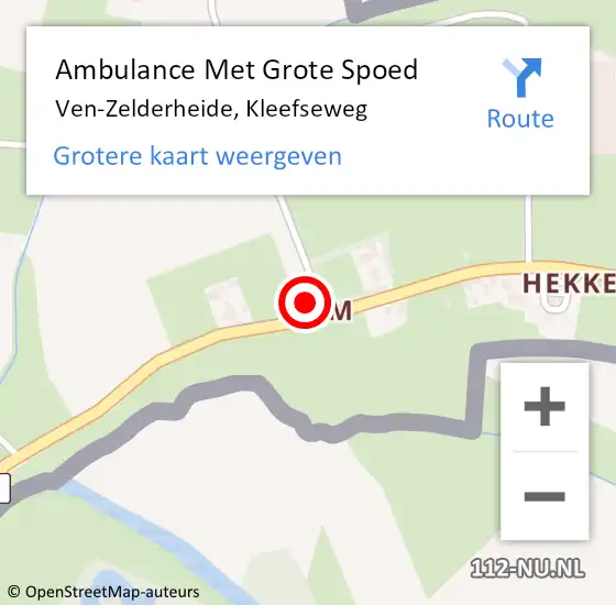 Locatie op kaart van de 112 melding: Ambulance Met Grote Spoed Naar Ven-Zelderheide, Kleefseweg op 27 maart 2017 16:09