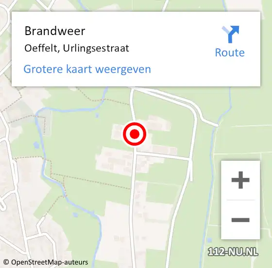 Locatie op kaart van de 112 melding: Brandweer Oeffelt, Urlingsestraat op 27 maart 2017 16:33