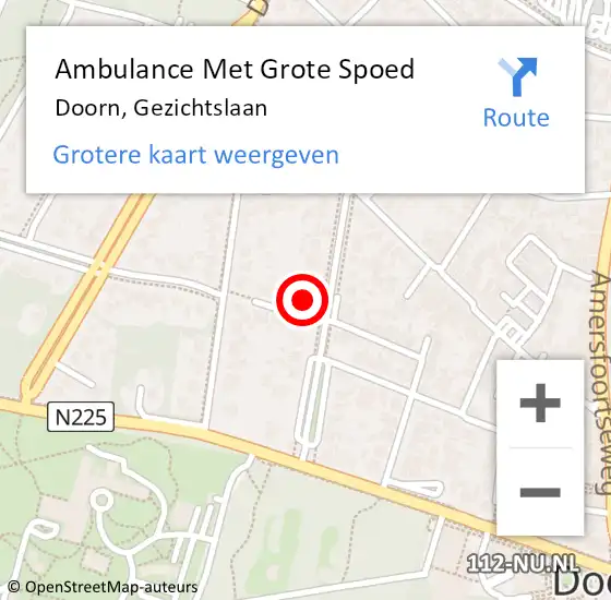 Locatie op kaart van de 112 melding: Ambulance Met Grote Spoed Naar Doorn, Gezichtslaan op 27 maart 2017 17:14