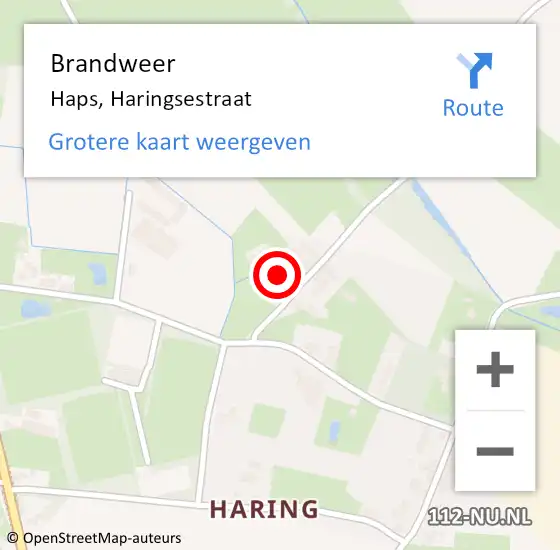 Locatie op kaart van de 112 melding: Brandweer Haps, Haringsestraat op 27 maart 2017 17:38