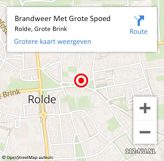 Locatie op kaart van de 112 melding: Brandweer Met Grote Spoed Naar Rolde, Grote Brink op 27 maart 2017 18:49