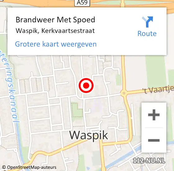 Locatie op kaart van de 112 melding: Brandweer Met Spoed Naar Waspik, Kerkvaartsestraat op 27 maart 2017 19:21