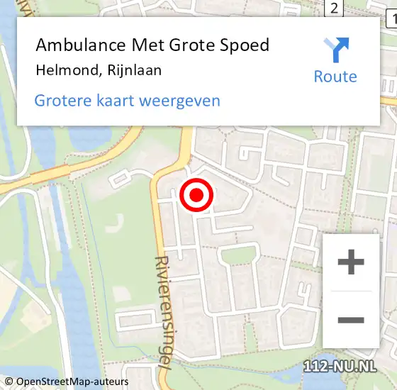 Locatie op kaart van de 112 melding: Ambulance Met Grote Spoed Naar Helmond, Rijnlaan op 27 maart 2017 19:38