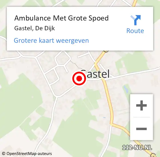 Locatie op kaart van de 112 melding: Ambulance Met Grote Spoed Naar Gastel, De Dijk op 27 maart 2017 19:44