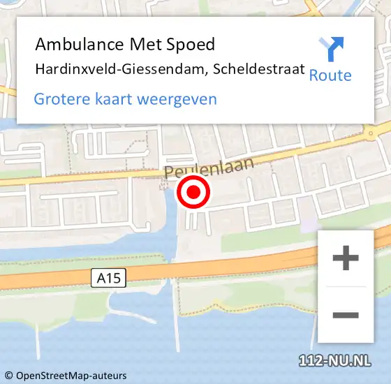 Locatie op kaart van de 112 melding: Ambulance Met Spoed Naar Hardinxveld-Giessendam, Scheldestraat op 27 maart 2017 20:43