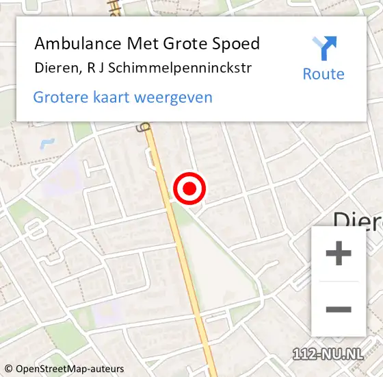 Locatie op kaart van de 112 melding: Ambulance Met Grote Spoed Naar Dieren, R J Schimmelpenninckstr op 27 maart 2017 22:19