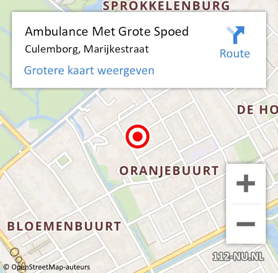 Locatie op kaart van de 112 melding: Ambulance Met Grote Spoed Naar Culemborg, Marijkestraat op 27 maart 2017 23:05
