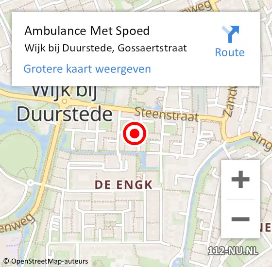 Locatie op kaart van de 112 melding: Ambulance Met Spoed Naar Wijk bij Duurstede, Gossaertstraat op 27 maart 2017 23:24