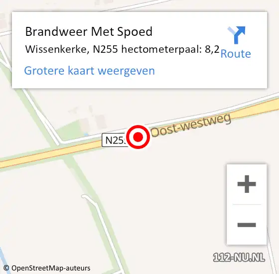 Locatie op kaart van de 112 melding: Brandweer Met Spoed Naar Wissenkerke, N255 hectometerpaal: 8,2 op 27 maart 2017 23:48