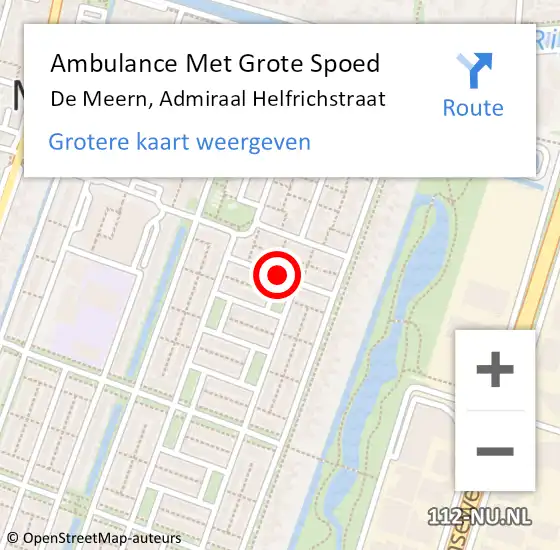 Locatie op kaart van de 112 melding: Ambulance Met Grote Spoed Naar De Meern, Admiraal Helfrichstraat op 28 maart 2017 00:25