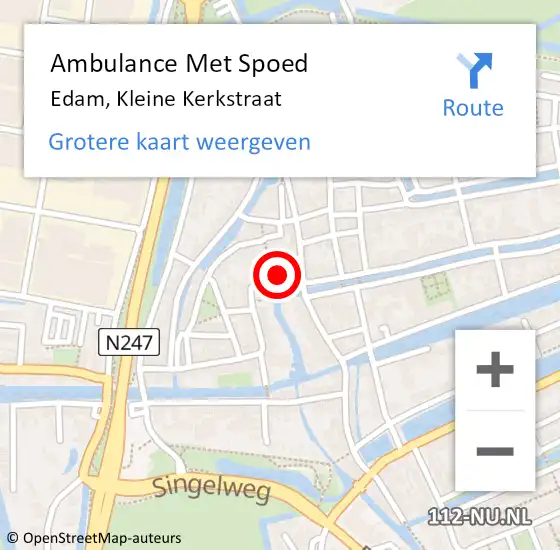 Locatie op kaart van de 112 melding: Ambulance Met Spoed Naar Edam, Kleine Kerkstraat op 28 maart 2017 01:01