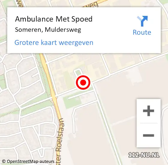 Locatie op kaart van de 112 melding: Ambulance Met Spoed Naar Someren, Muldersweg op 28 maart 2017 01:24