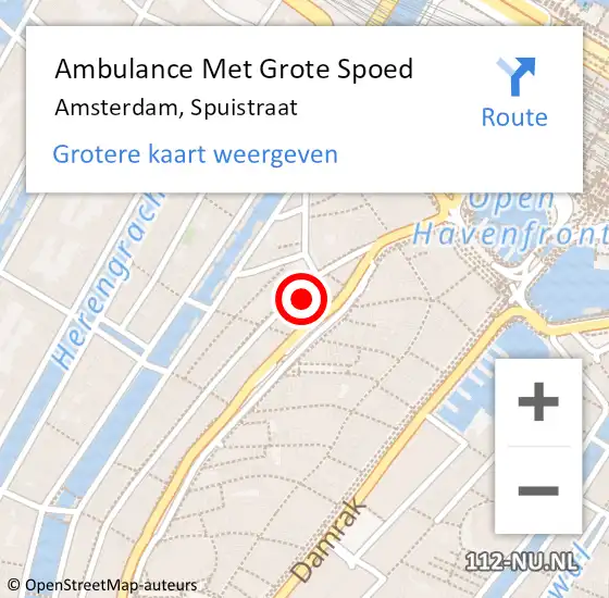 Locatie op kaart van de 112 melding: Ambulance Met Grote Spoed Naar Amsterdam, Spuistraat op 28 maart 2017 03:13