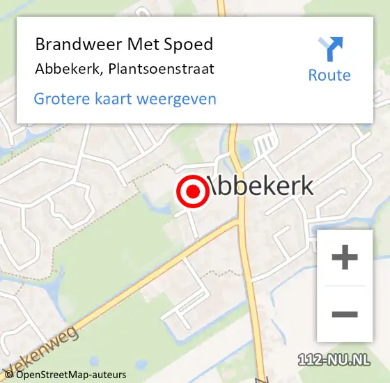 Locatie op kaart van de 112 melding: Brandweer Met Spoed Naar Abbekerk, Plantsoenstraat op 28 maart 2017 04:47