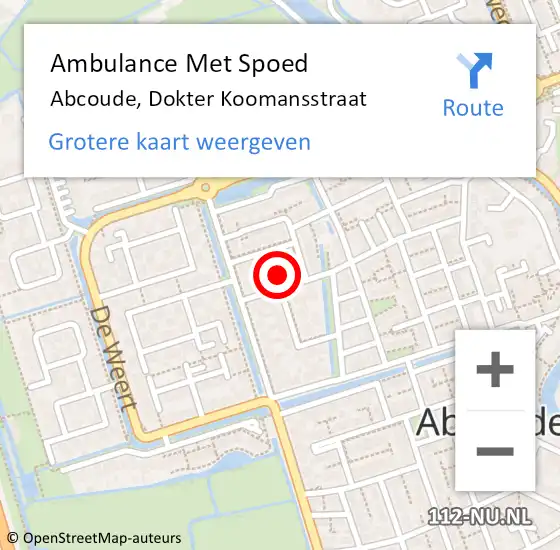 Locatie op kaart van de 112 melding: Ambulance Met Spoed Naar Abcoude, Dokter Koomansstraat op 28 maart 2017 04:52