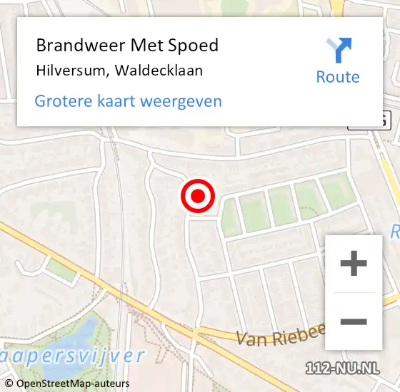 Locatie op kaart van de 112 melding: Brandweer Met Spoed Naar Hilversum, Waldecklaan op 28 maart 2017 08:16