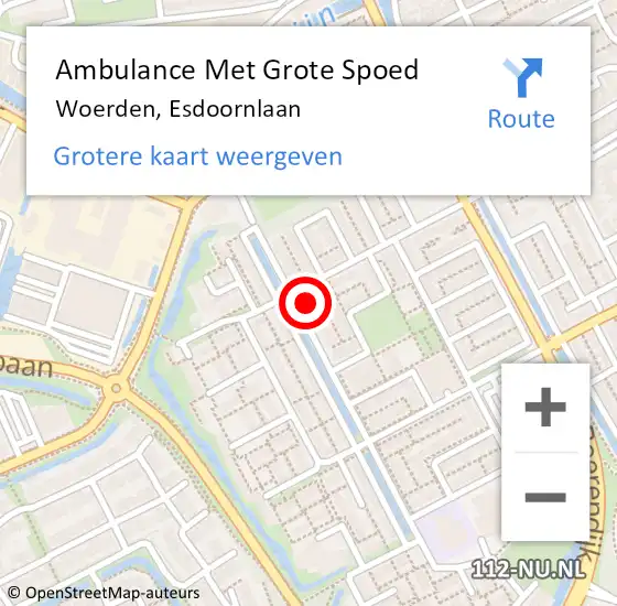 Locatie op kaart van de 112 melding: Ambulance Met Grote Spoed Naar Woerden, Esdoornlaan op 28 maart 2017 08:23