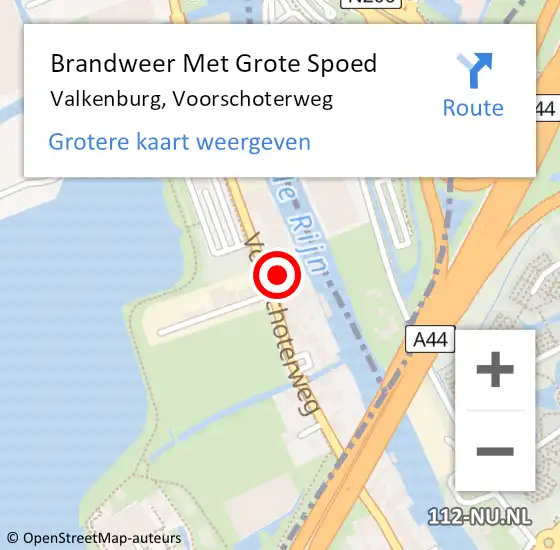 Locatie op kaart van de 112 melding: Brandweer Met Grote Spoed Naar Valkenburg, Voorschoterweg op 28 maart 2017 08:44