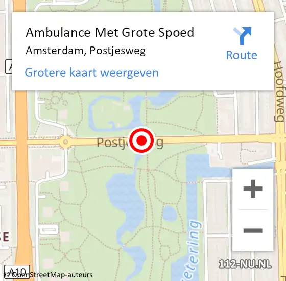 Locatie op kaart van de 112 melding: Ambulance Met Grote Spoed Naar Amsterdam, Postjesweg op 28 maart 2017 08:49