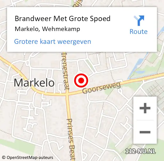 Locatie op kaart van de 112 melding: Brandweer Met Grote Spoed Naar Markelo, Wehmekamp op 28 maart 2017 08:59