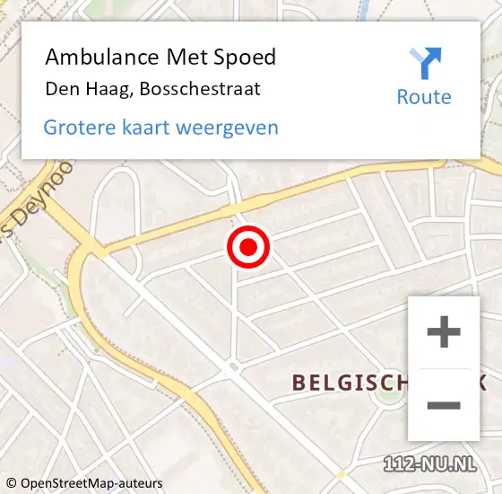 Locatie op kaart van de 112 melding: Ambulance Met Spoed Naar Den Haag, Bosschestraat op 28 maart 2017 09:07
