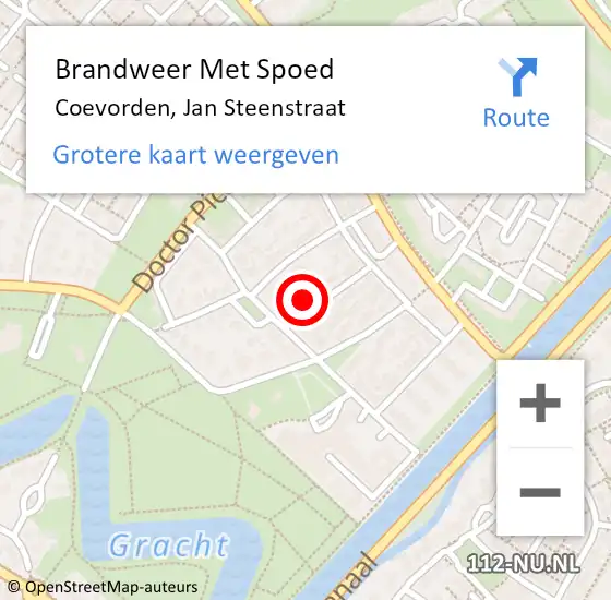 Locatie op kaart van de 112 melding: Brandweer Met Spoed Naar Coevorden, Jan Steenstraat op 28 maart 2017 09:46