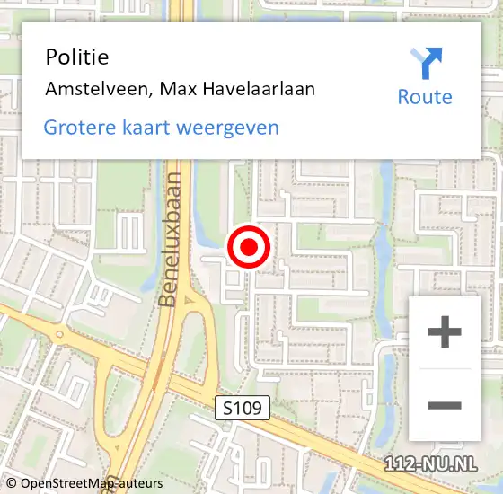 Locatie op kaart van de 112 melding: Politie Amstelveen, Max Havelaarlaan op 15 januari 2014 11:42