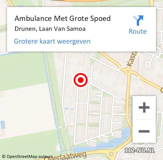 Locatie op kaart van de 112 melding: Ambulance Met Grote Spoed Naar Drunen, Laan Van Samoa op 28 maart 2017 10:27