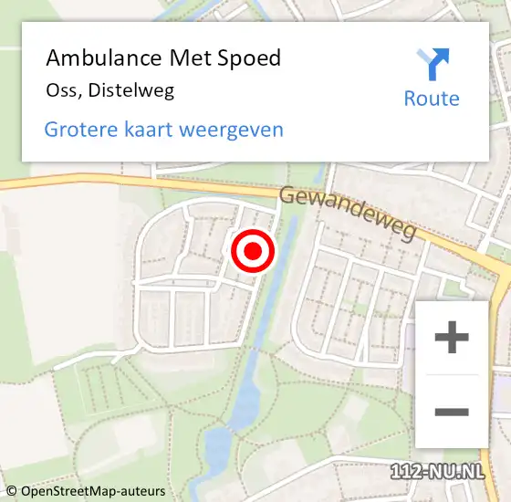 Locatie op kaart van de 112 melding: Ambulance Met Spoed Naar Oss, Distelweg op 28 maart 2017 10:41