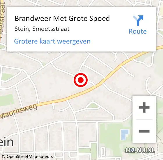 Locatie op kaart van de 112 melding: Brandweer Met Grote Spoed Naar Stein, Smeetsstraat op 28 maart 2017 10:55