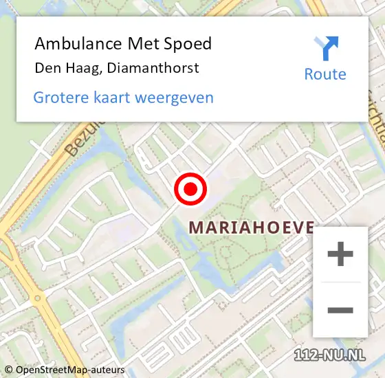 Locatie op kaart van de 112 melding: Ambulance Met Spoed Naar Den Haag, Diamanthorst op 28 maart 2017 11:12