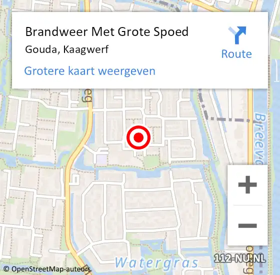 Locatie op kaart van de 112 melding: Brandweer Met Grote Spoed Naar Gouda, Kaagwerf op 28 maart 2017 12:21