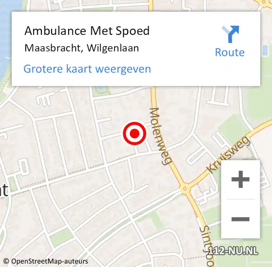 Locatie op kaart van de 112 melding: Ambulance Met Spoed Naar Maasbracht, Wilgenlaan op 28 maart 2017 12:50