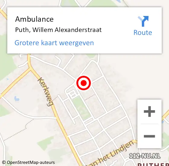 Locatie op kaart van de 112 melding: Ambulance Puth, Willem Alexanderstraat op 15 januari 2014 11:58