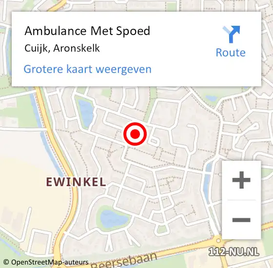 Locatie op kaart van de 112 melding: Ambulance Met Spoed Naar Cuijk, Aronskelk op 28 maart 2017 13:31