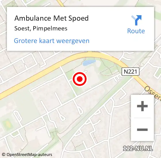 Locatie op kaart van de 112 melding: Ambulance Met Spoed Naar Soest, Pimpelmees op 28 maart 2017 14:02