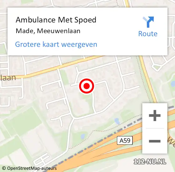 Locatie op kaart van de 112 melding: Ambulance Met Spoed Naar Made, Meeuwenlaan op 28 maart 2017 14:30