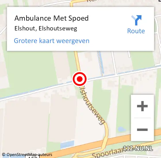 Locatie op kaart van de 112 melding: Ambulance Met Spoed Naar Elshout, Elshoutseweg op 28 maart 2017 14:43