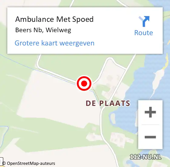 Locatie op kaart van de 112 melding: Ambulance Met Spoed Naar Beers Nb, Wielweg op 28 maart 2017 14:55