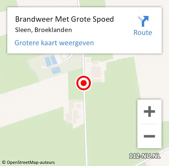 Locatie op kaart van de 112 melding: Brandweer Met Grote Spoed Naar Sleen, Broeklanden op 28 maart 2017 14:59