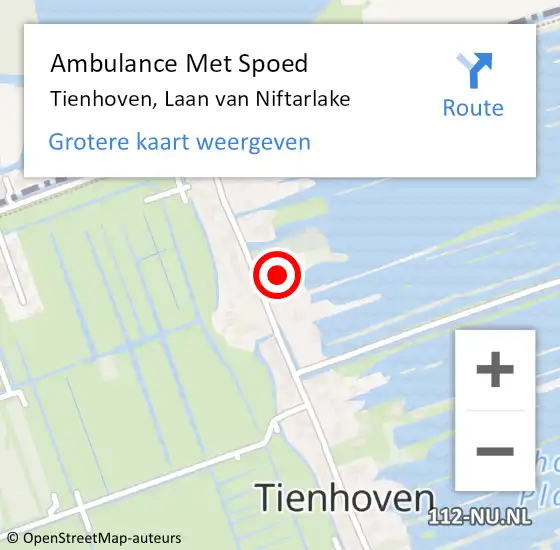 Locatie op kaart van de 112 melding: Ambulance Met Spoed Naar Tienhoven, Laan van Niftarlake op 28 maart 2017 15:12