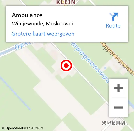 Locatie op kaart van de 112 melding: Ambulance Wijnjewoude, Moskouwei op 28 maart 2017 15:18