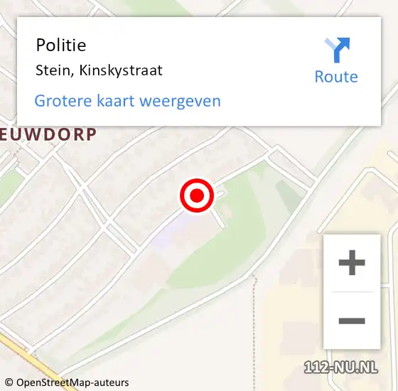 Locatie op kaart van de 112 melding: Politie Stein, Kinskystraat op 6 september 2013 20:06