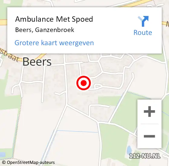 Locatie op kaart van de 112 melding: Ambulance Met Spoed Naar Beers, Ganzenbroek op 28 maart 2017 15:57