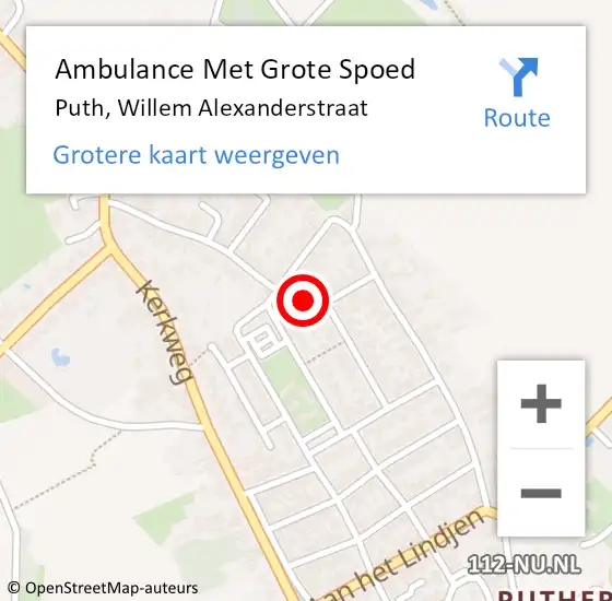 Locatie op kaart van de 112 melding: Ambulance Met Grote Spoed Naar Puth, Willem Alexanderstraat op 15 januari 2014 12:28