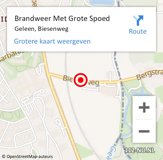 Locatie op kaart van de 112 melding: Brandweer Met Grote Spoed Naar Geleen, Biesenweg op 28 maart 2017 17:02